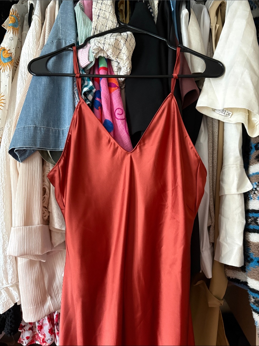 ZARA Rust Red Satin Slip Dress